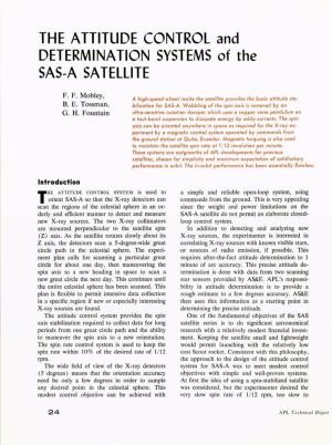 THE ATTITUDE CONTROL and DETERMINATION SYSTEMS of the SAS-A Satellite