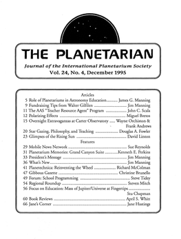 THE PLANETARIAN Journal of the International Planetarium Society Vol