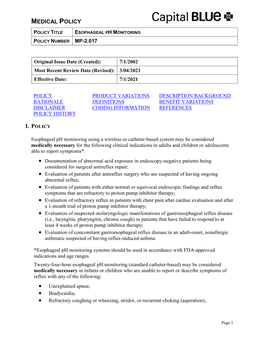 Esophageal Ph Monitoring