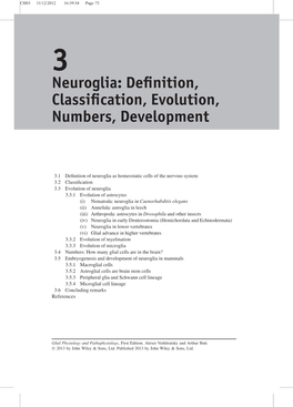 Neuroglia: Deﬁnition, Classiﬁcation, Evolution, Numbers, Development