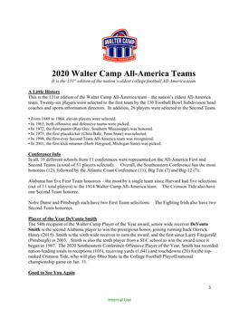Walter Camp All-America 2020 Team Release