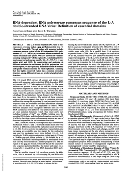 RNA-Dependent RNA Polymerase Consensus Sequence of the L-A Double-Stranded RNA Virus: Definition of Essential Domains
