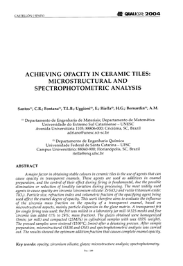 Achieving Opacity in Ceramic Tiles: Microstructural and Spectrophotometric Analysis