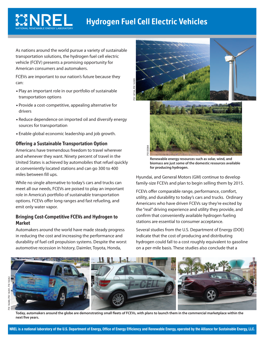 Hydrogen Fuel Cell Electric Vehicles (Fact Sheet), NREL (National DocsLib