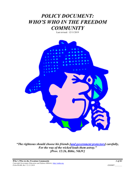 Who's Who in the Freedom Community, Form #08.009