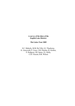 A Survey of the Lakes of the English Lake District: the Lakes Tour 2005
