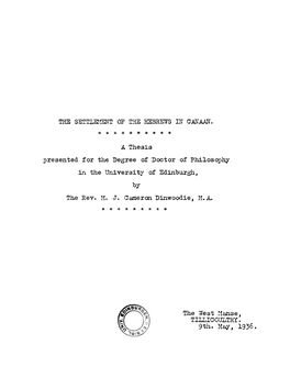 A Thesis Presented for the Degree of Doctor of Philosophy in the University of Edinburgh