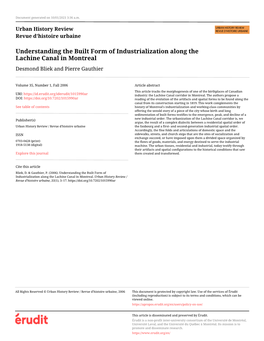 Understanding the Built Form of Industrialization Along the Lachine Canal in Montreal Desmond Bliek and Pierre Gauthier