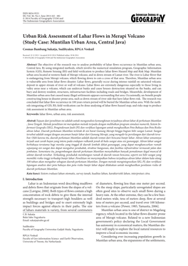 Urban Risk Assessment of Lahar Flows in Merapi Volcano (Study Case: Muntilan Urban Area, Central Java) Cosmas Bambang Sukatja, Sudibyakto, RPGA Voskuil