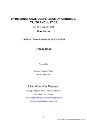 Liberation War Museum Organized the First International Conference On