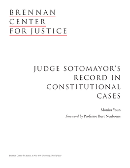Judge Sotomayor's Record in Constitutional Cases