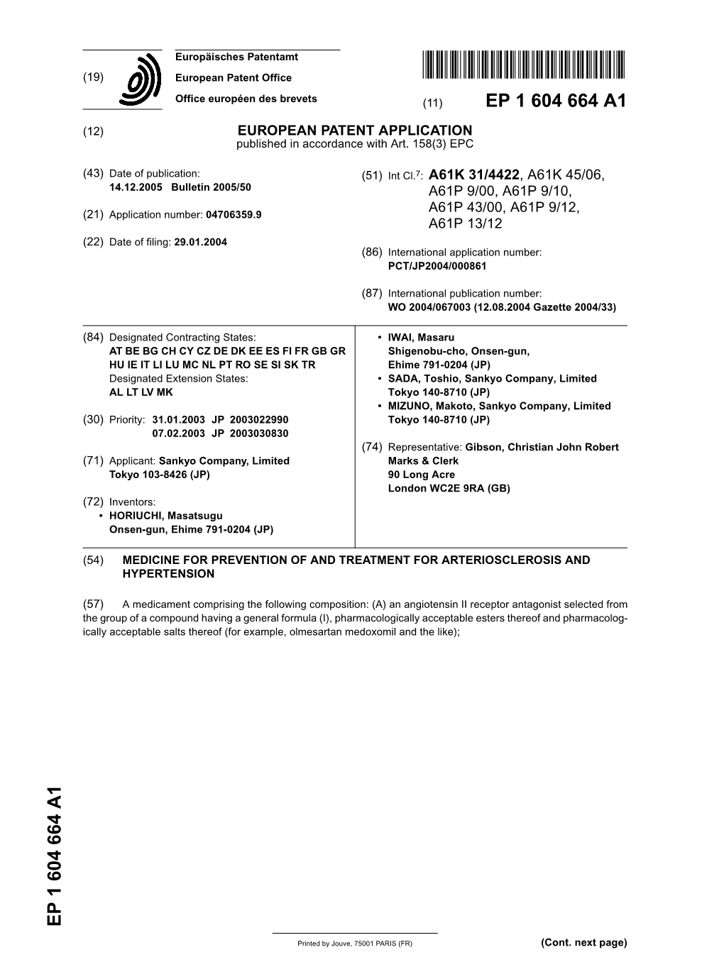 Medicine for Prevention of and Treatment for Arteriosclerosis and Hypertension