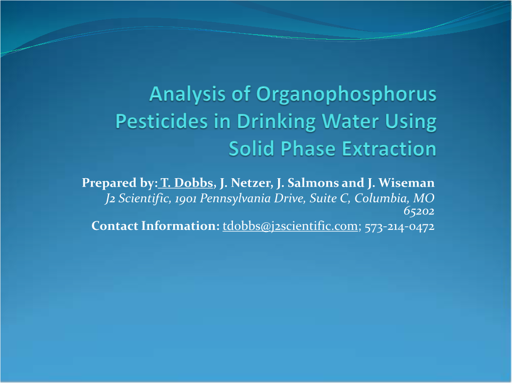 Analysis of Organophosphorus Pesticides in Drinking Water Using