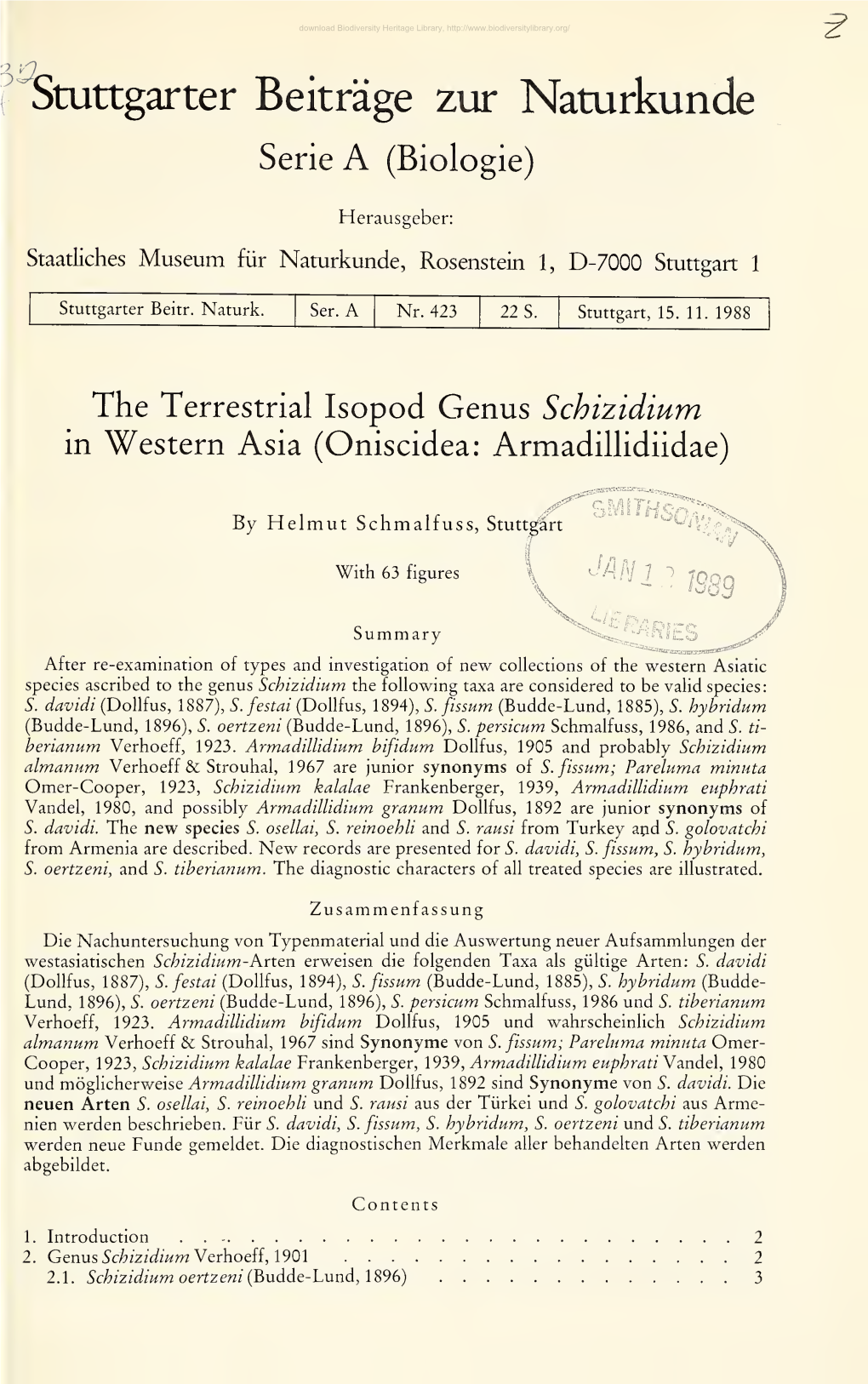 Stuttgarter Beiträge Zur Naturkunde