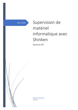 Supervision De Matériel Informatique Avec Shinken Epreuve E6