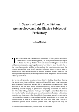 Fiction, Archaeology, and the Elusive Subject of Prehistory