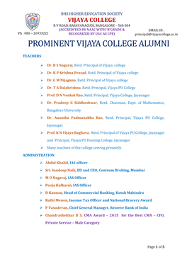 Prominent Vijaya College Alumni