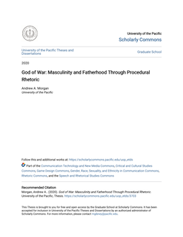 God of War: Masculinity and Fatherhood Through Procedural Rhetoric