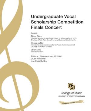 2020 Undergraduate Vocal Scholarship Competition Finals