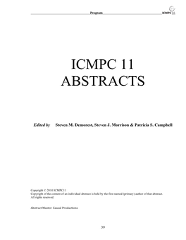 Icmpc 11 Abstracts