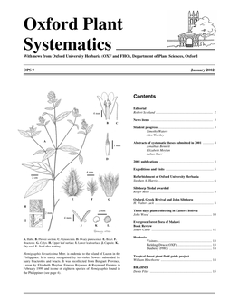 Oxford Plant Systematics OPS 9 January 2002
