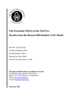 The Economic Effects of the Fairtax: Results from the Beacon Hill Institute CGE Model