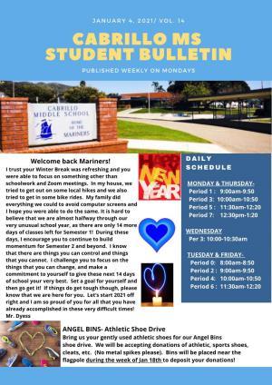 January 4, 2021 Student Bulletin