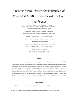 Training Signal Design for Estimation of Correlated MIMO Channels with Colored Interference