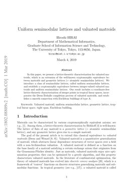 Uniform Semimodular Lattices and Valuated Matroids