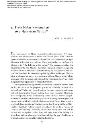 3. from Malay Nationalism to a Malaysian Nation?