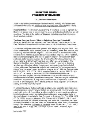 Religious Rights of Prisoners
