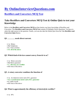 Rectifiers and Converters MCQ Test