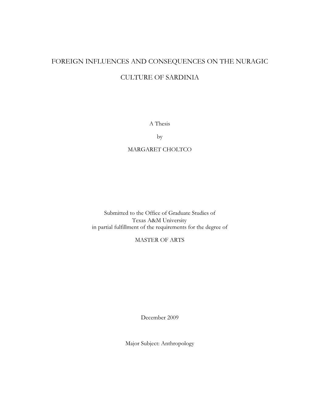 Foreign Influences and Consequences on the Nuragic