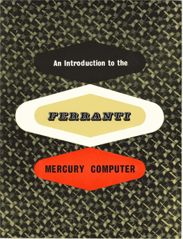 An Introduction to the Ferranti Mercury Computer, 1956