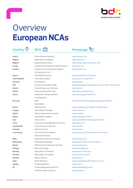 Overview European Ncas