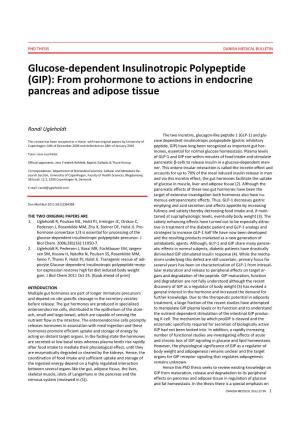 Glucose-Dependent Insulinotropic Polypeptide (GIP): from Prohormone to Actions in Endocrine Pancreas and Adipose Tissue