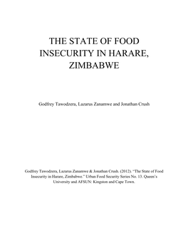 The State of Food Insecurity in Harare, Zimbabwe