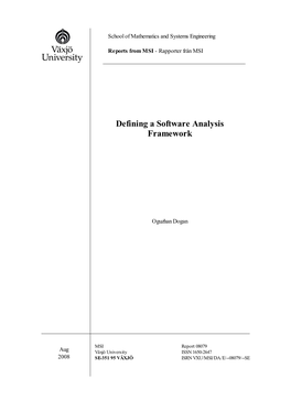 Defining a Software Analysis Framework