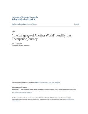 Lord Byron's Therapeutic Journey