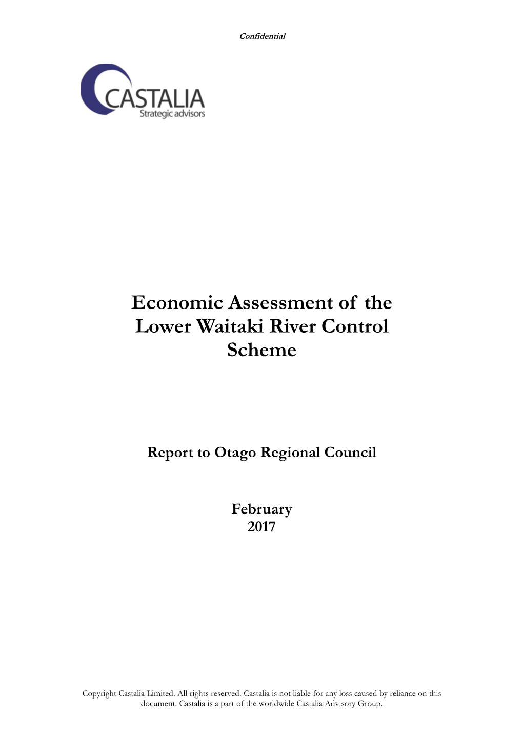 Economic Assessment of the Lower Waitaki River Control Scheme