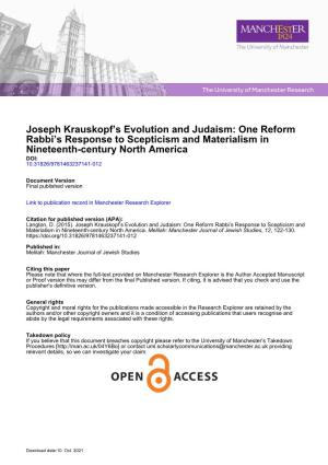 Joseph Krauskopf's Evolution and Judaism
