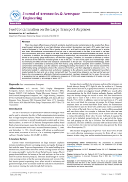 Fuel Contamination on the Large Transport Airplanes Behbahani-Pour MJ* and Radice G Department of Aerospace Engineering, Glasgow University, G12 8QQ, UK