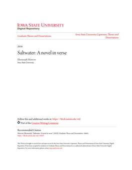 Saltwater: a Novel in Verse Ebonesiah Morrow Iowa State University