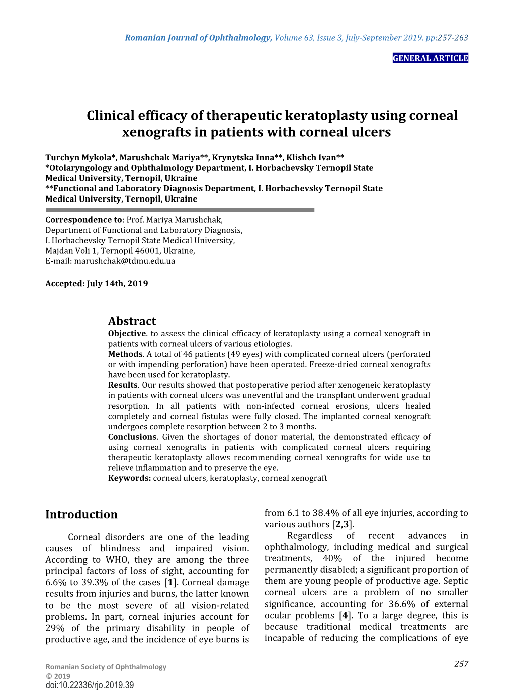 Clinical Efficacy of Therapeutic Keratoplasty Using Corneal Xenografts in Patients with Corneal Ulcers