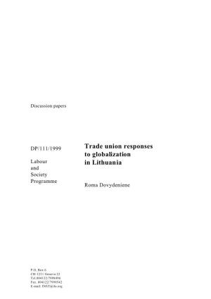 Trade Union Responses to Globalization in Lithuania