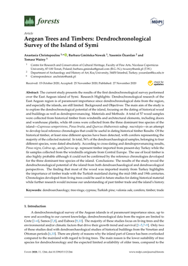 Aegean Trees and Timbers: Dendrochronological Survey of the Island of Symi