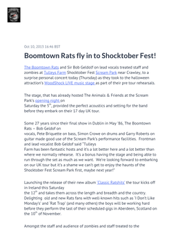 Boomtown Rats Fly in to Shocktober Fest!