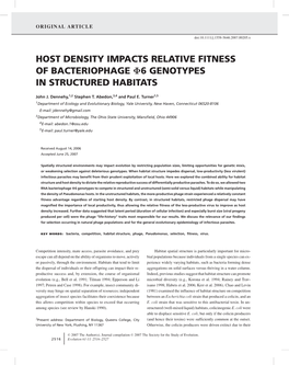 Host Density Impacts Relative Fitness of Bacteriophage Φ6 Genotypes in Structured Habitats