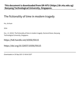 The Fictionality of Time in Modern Tragedy
