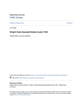 Wright State Baseball Media Guide 1983